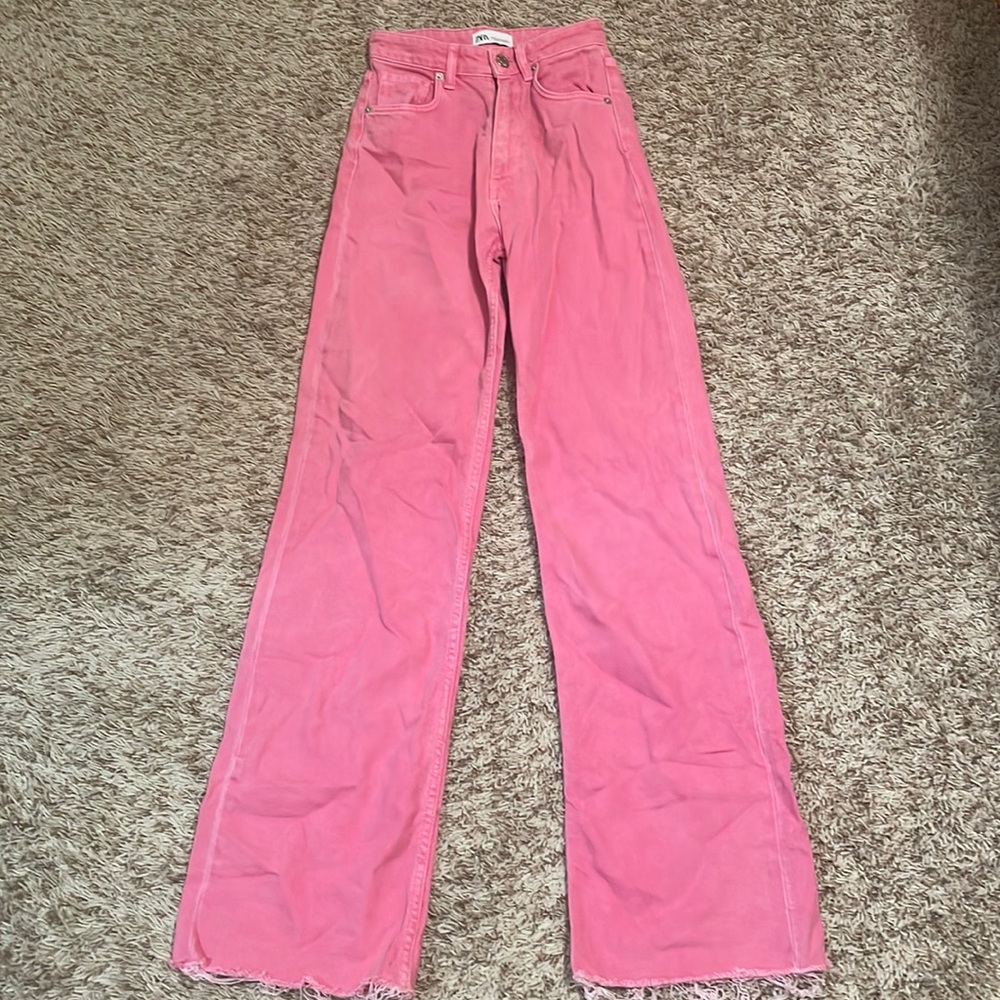 Pink Zara Wide Leg Jeans